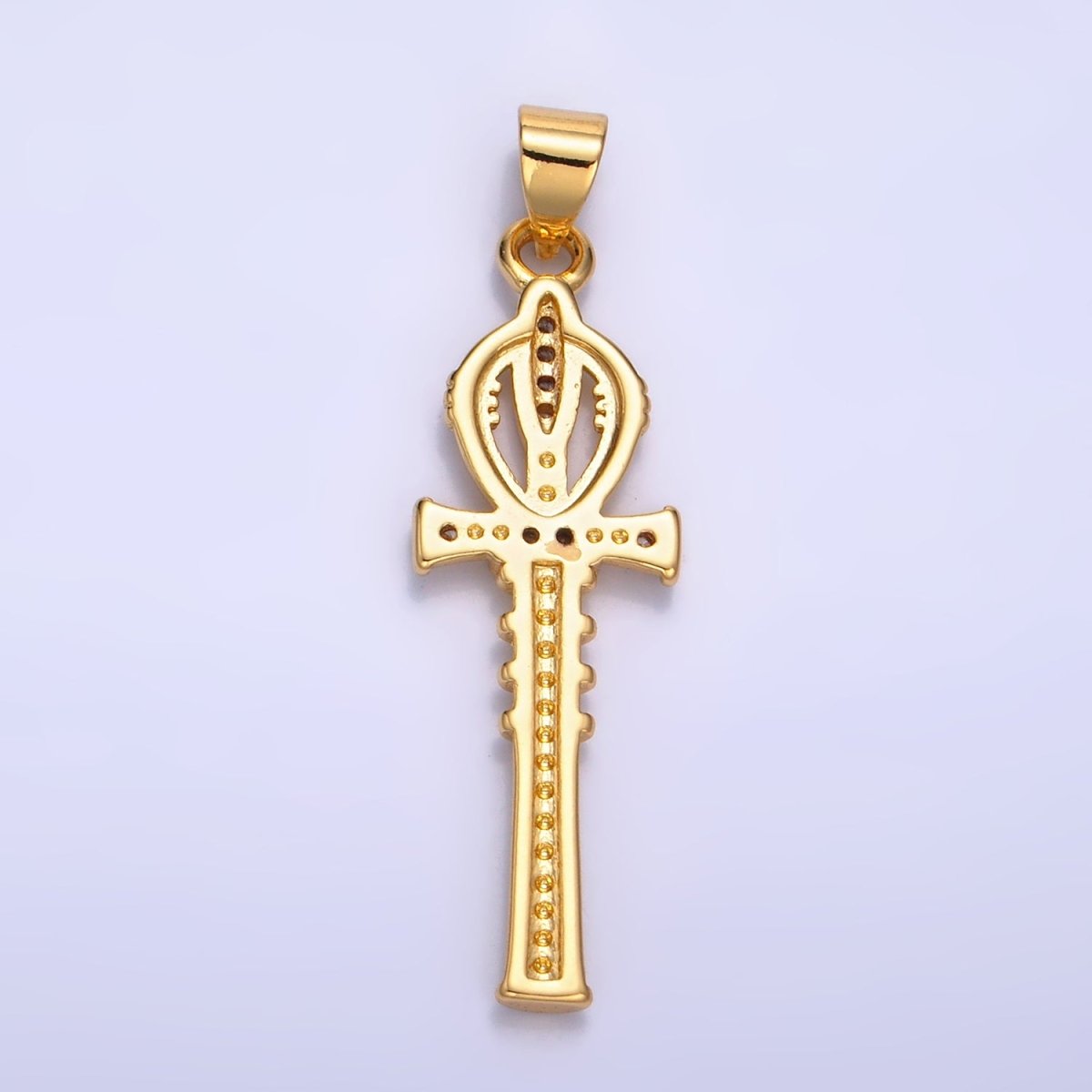 24K Gold Filled CZ Dainty Ankh Cross Charm | AA - 1067 - DLUXCA