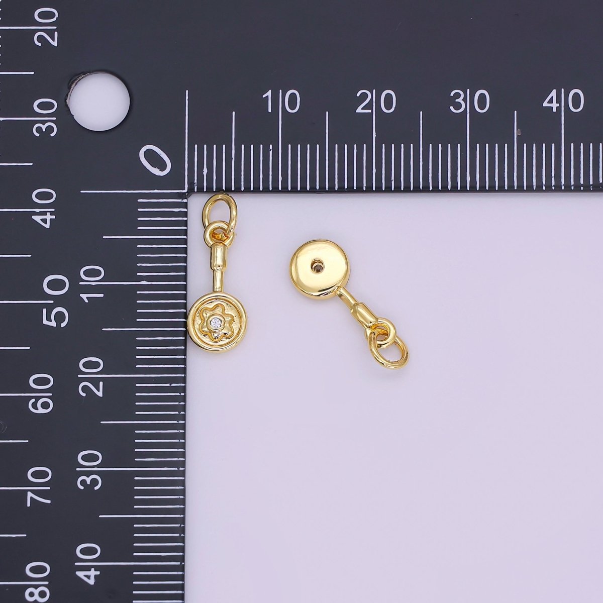 24K Gold Filled CZ Daisy Flower Handle Charm | H240 - DLUXCA