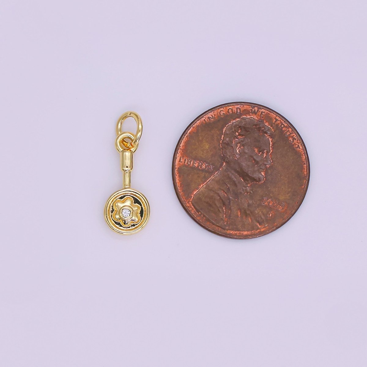 24K Gold Filled CZ Daisy Flower Handle Charm | H240 - DLUXCA