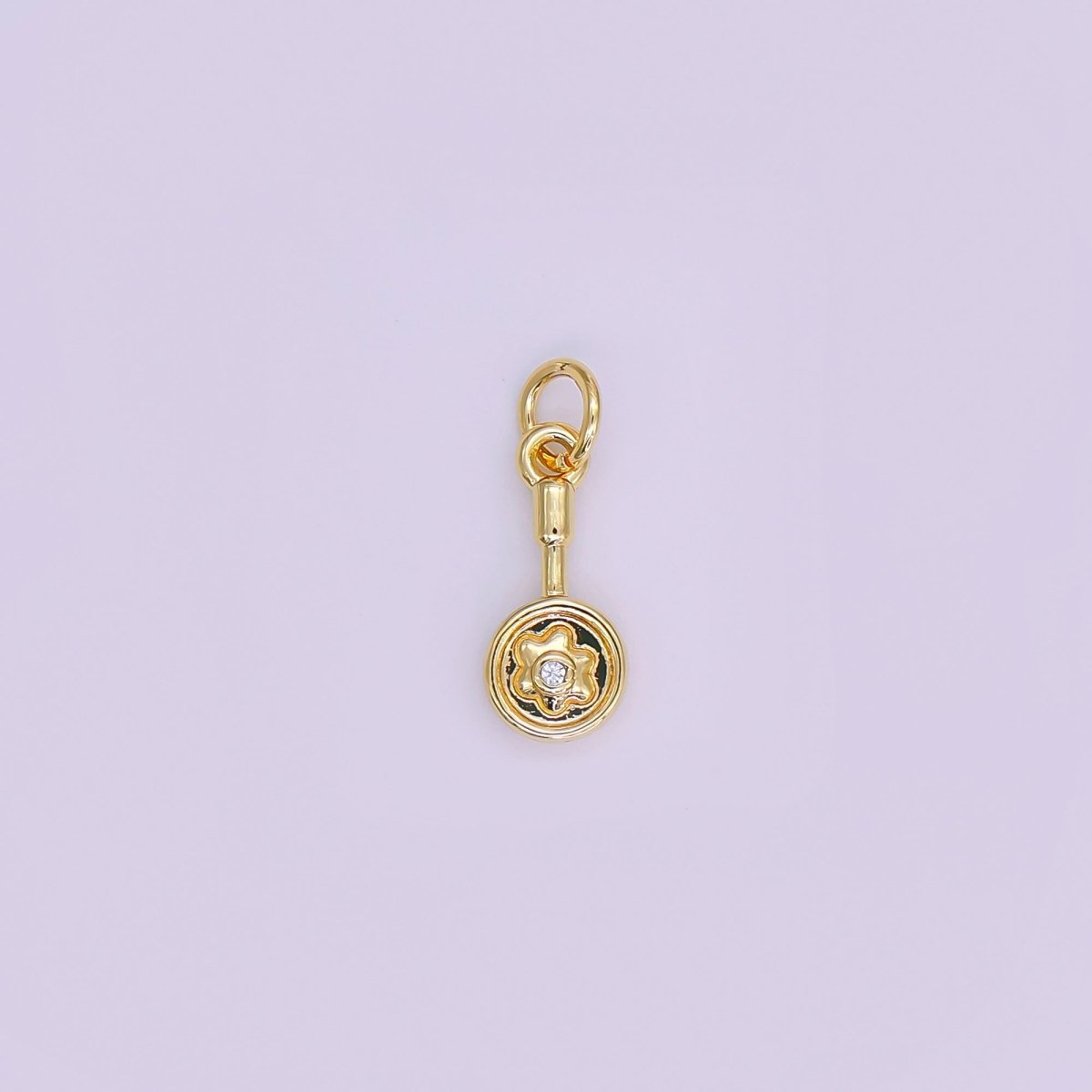 24K Gold Filled CZ Daisy Flower Handle Charm | H240 - DLUXCA