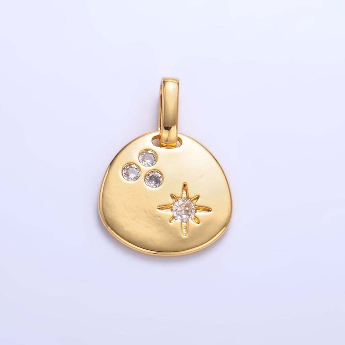 24K Gold Filled CZ Dotted Celestial Star Round Pendant in Gold & Silver | AA1084