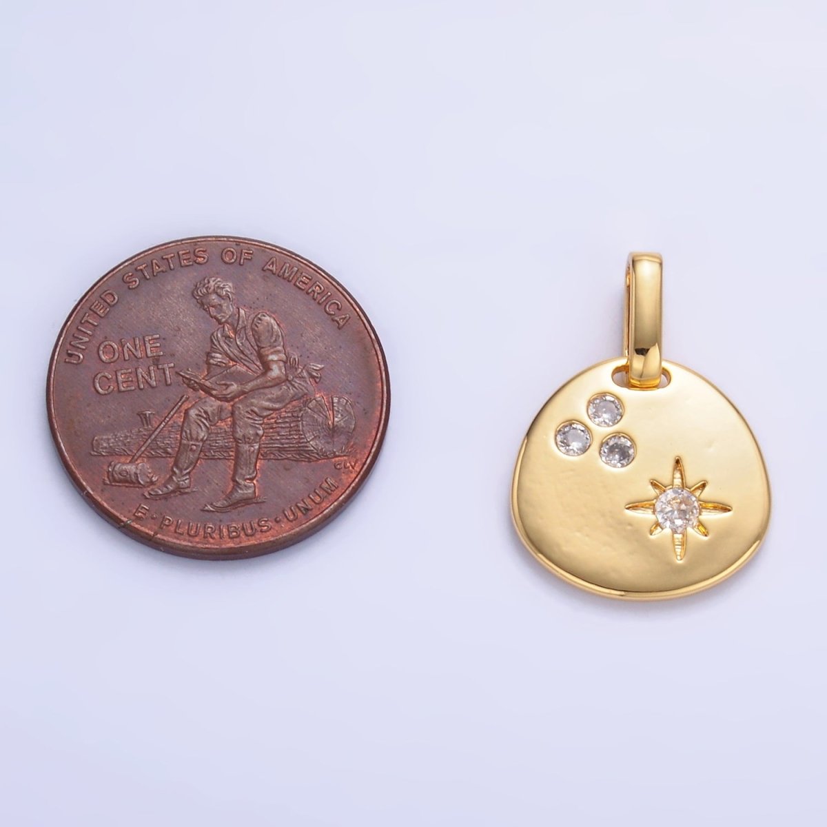 24K Gold Filled CZ Dotted Celestial Star Round Pendant in Gold & Silver | AA1084