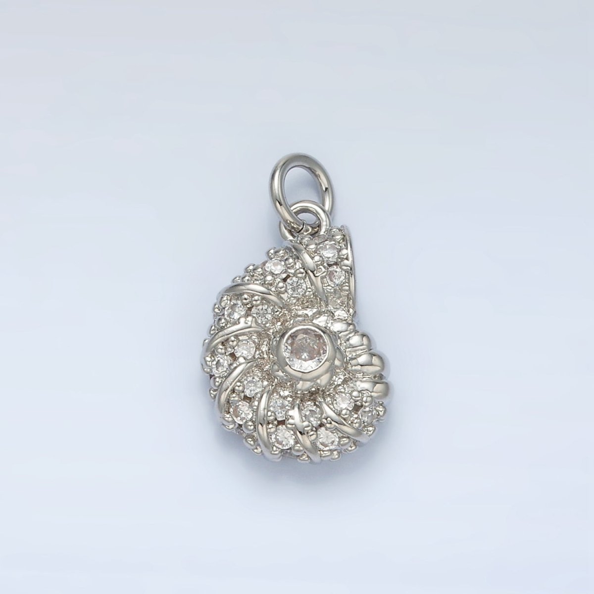 24K Gold Filled CZ Dotted Clam Sea Shell Charm in Gold & Silver | M747