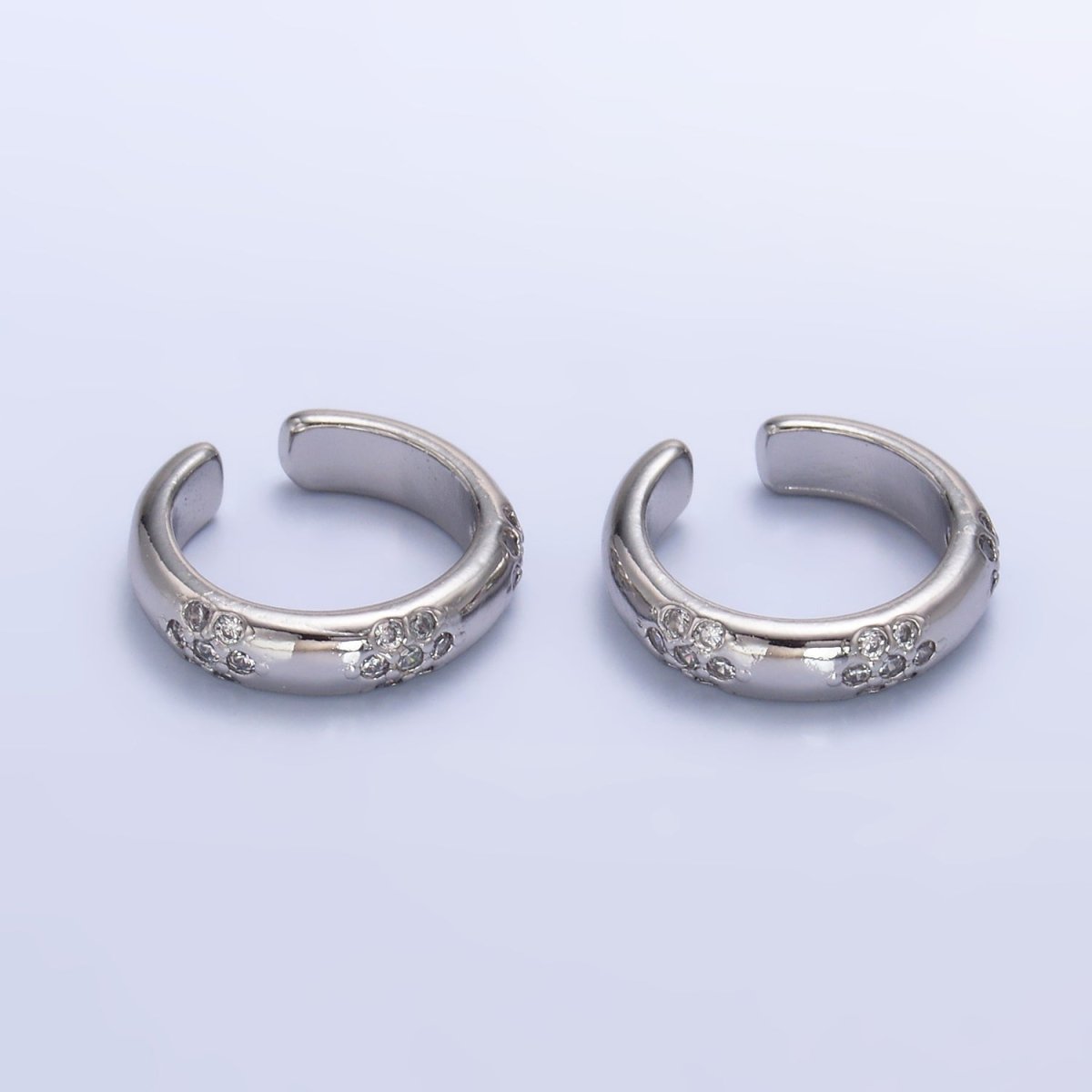 24K Gold Filled CZ Dotted Ear Cuff Earrings in Gold & Silver | AI171 AI172