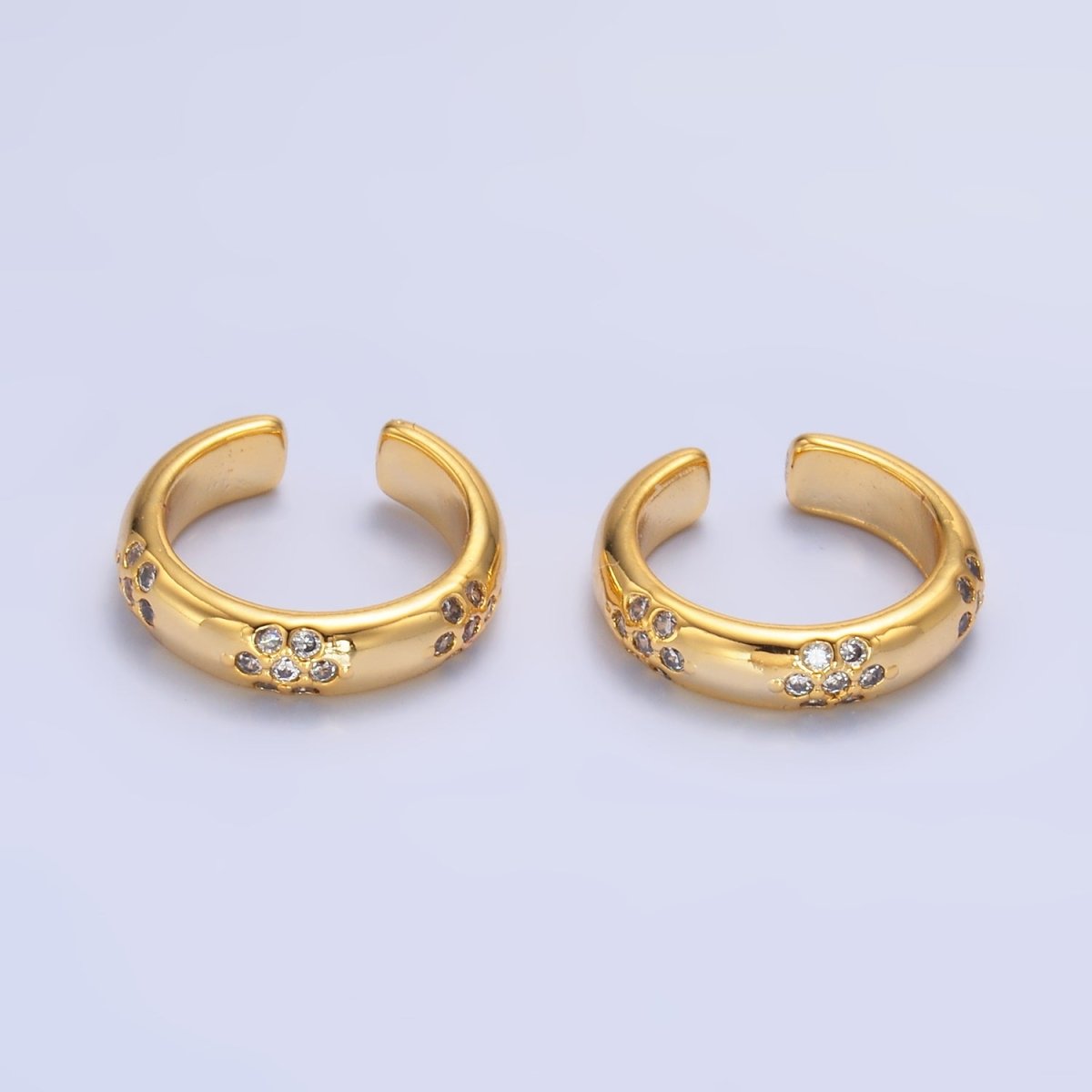 24K Gold Filled CZ Dotted Ear Cuff Earrings in Gold & Silver | AI171 AI172