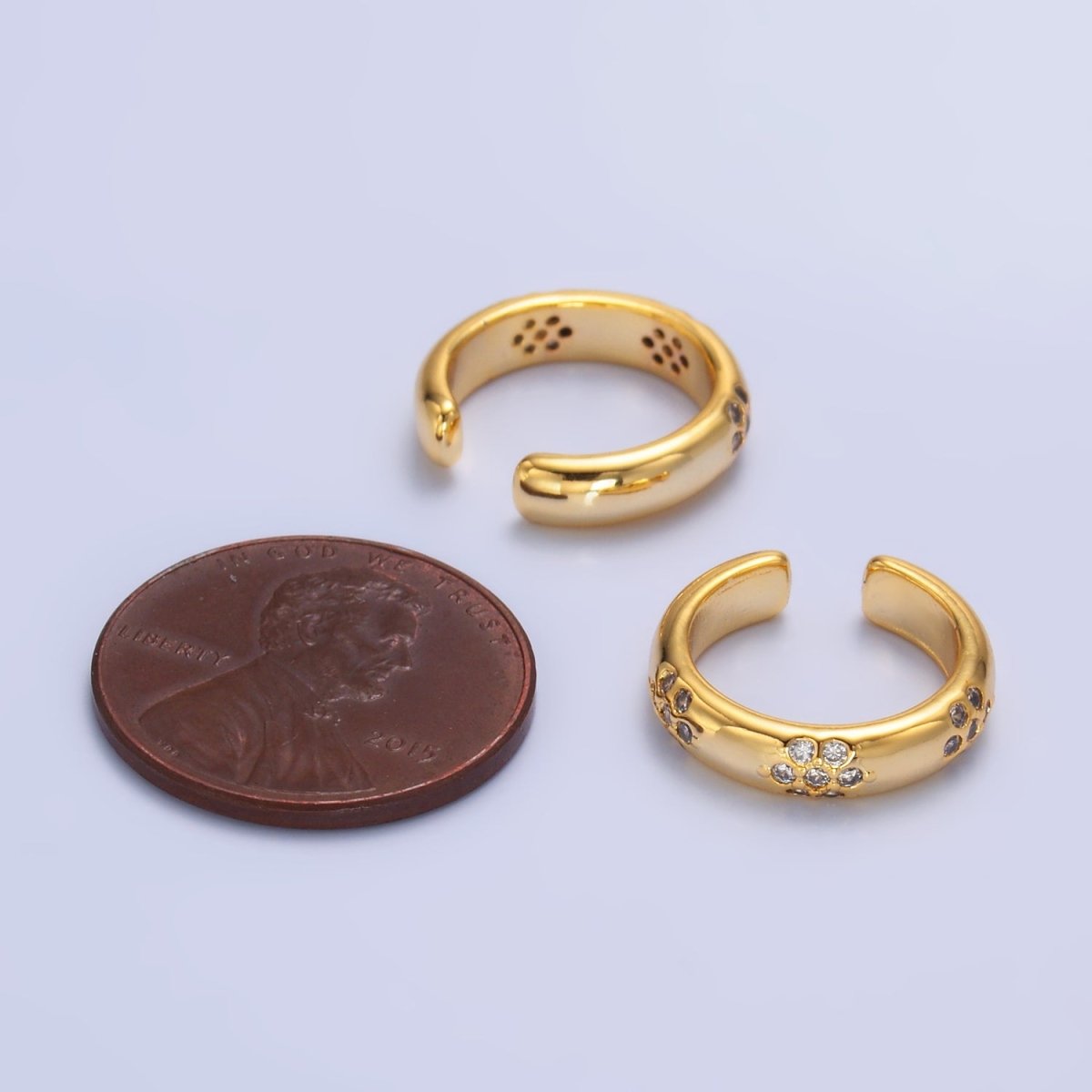 24K Gold Filled CZ Dotted Ear Cuff Earrings in Gold & Silver | AI171 AI172