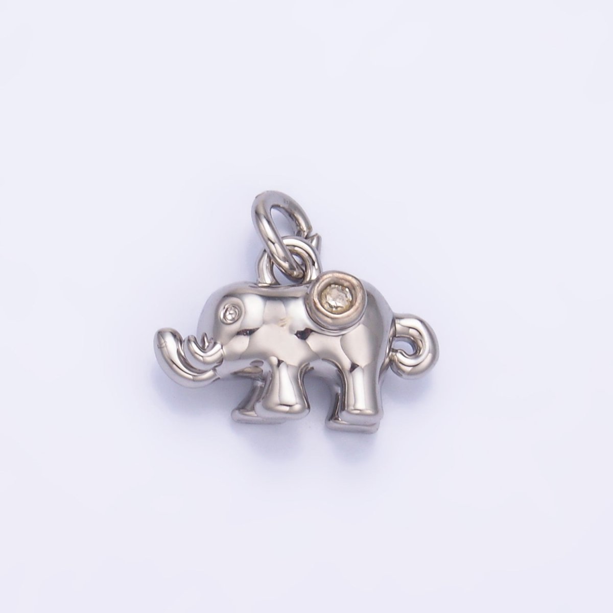 24K Gold Filled CZ Elephant  Animal 3D Multidimensional Charm in Gold & Silver | W400