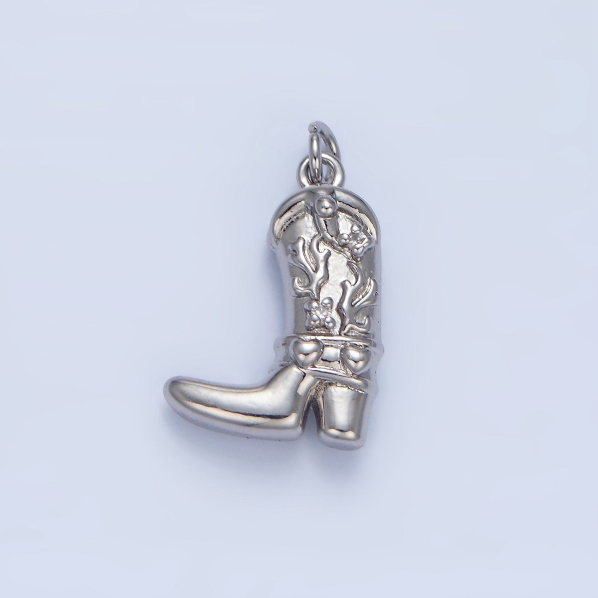 24K Gold Filled CZ Flaming Cowboy Boot Multidimensional Charm in Gold & Silver | X928