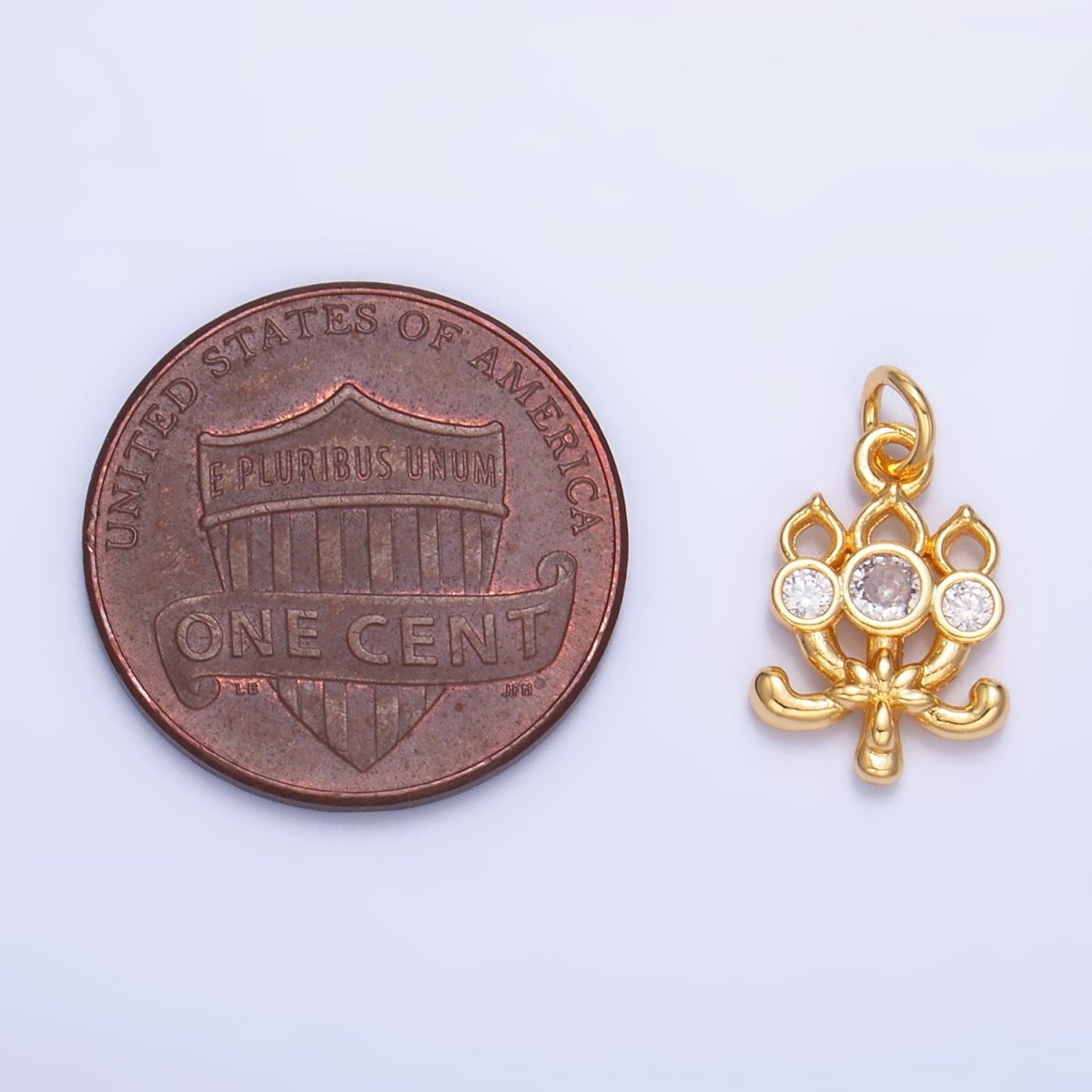 24K Gold Filled CZ Flower Charm in Gold & Silver | W373