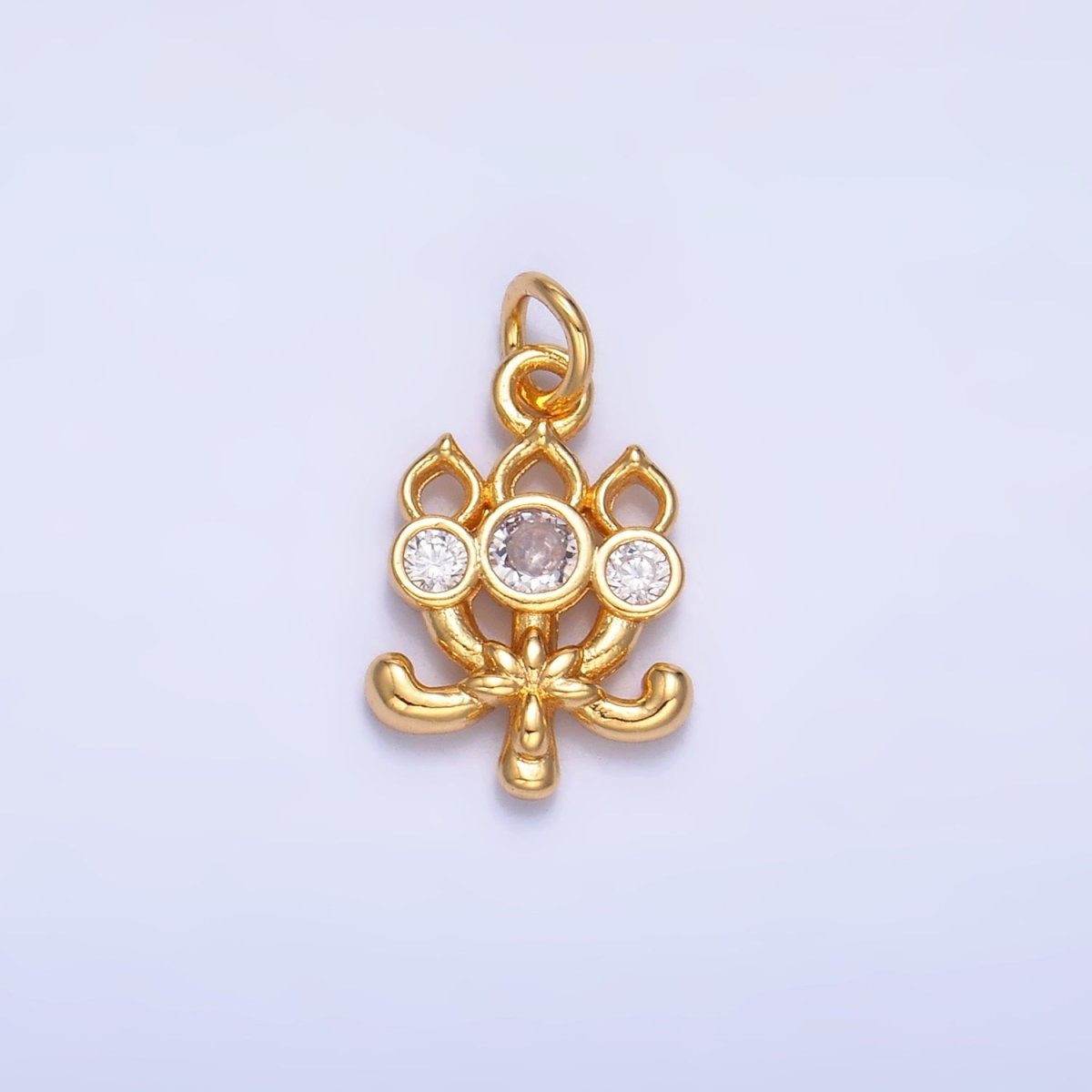 24K Gold Filled CZ Flower Charm in Gold & Silver | W373