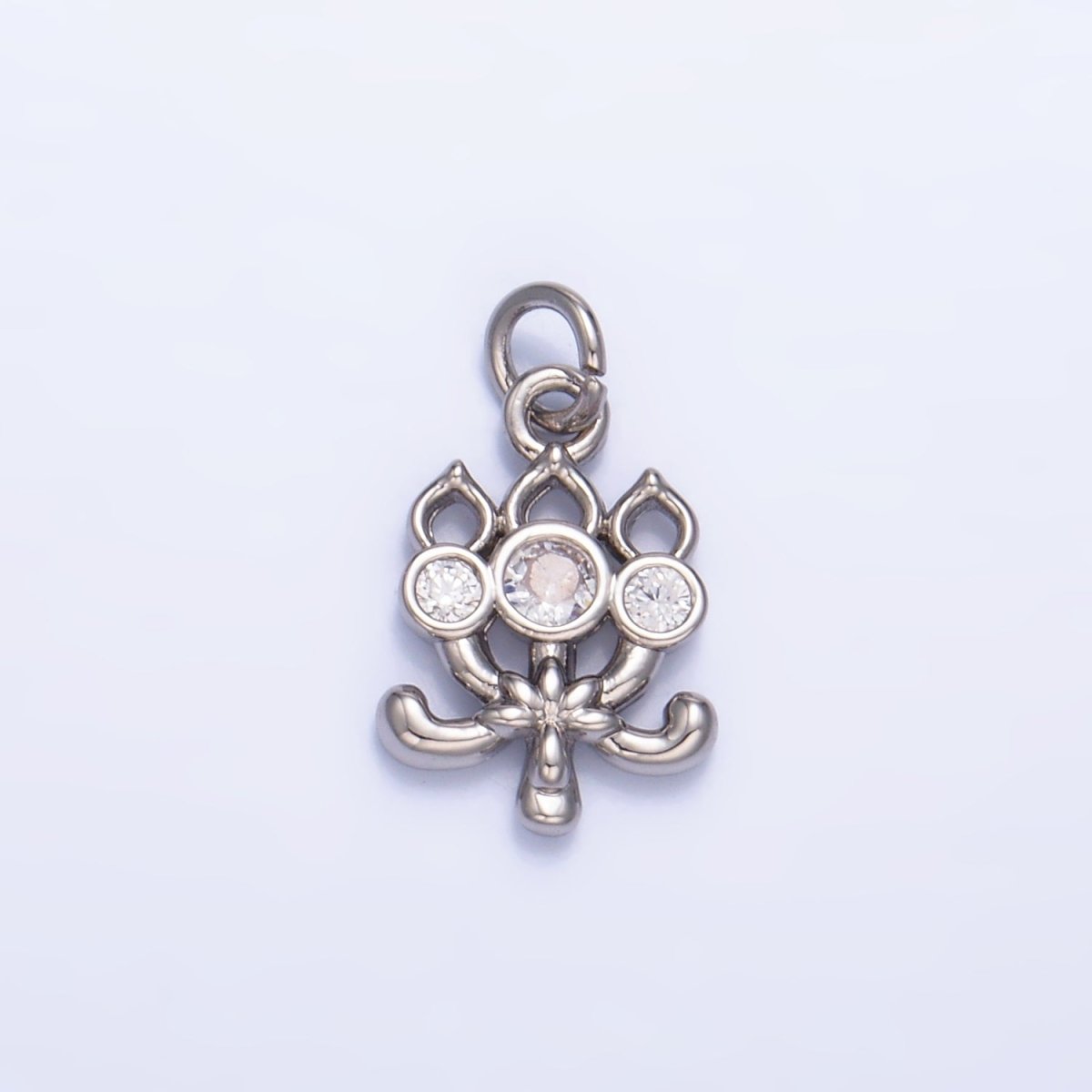 24K Gold Filled CZ Flower Charm in Gold & Silver | W373