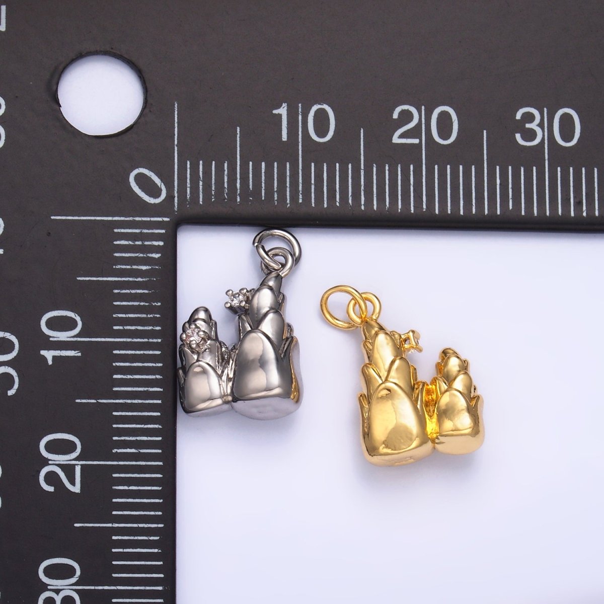 24K Gold Filled CZ Flower Charm in Gold & Silver | W827