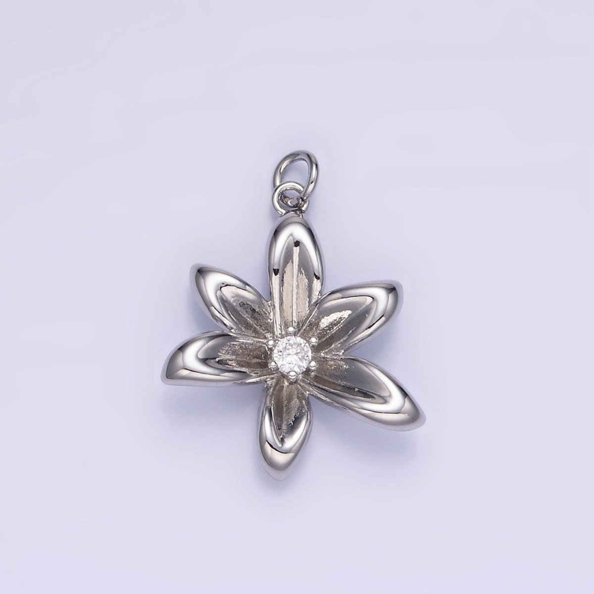 24K Gold Filled CZ Flower Personalized Charm in Gold & Silver | W773