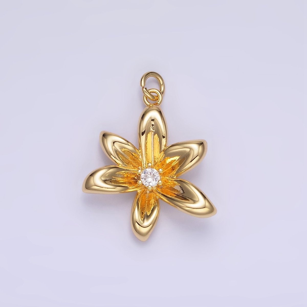 24K Gold Filled CZ Flower Personalized Charm in Gold & Silver | W773