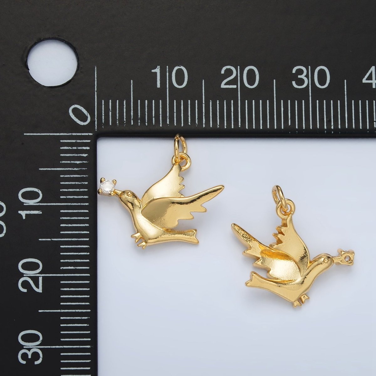 24K Gold Filled CZ Flying Dove Bird Mini Charm | AC110 - DLUXCA