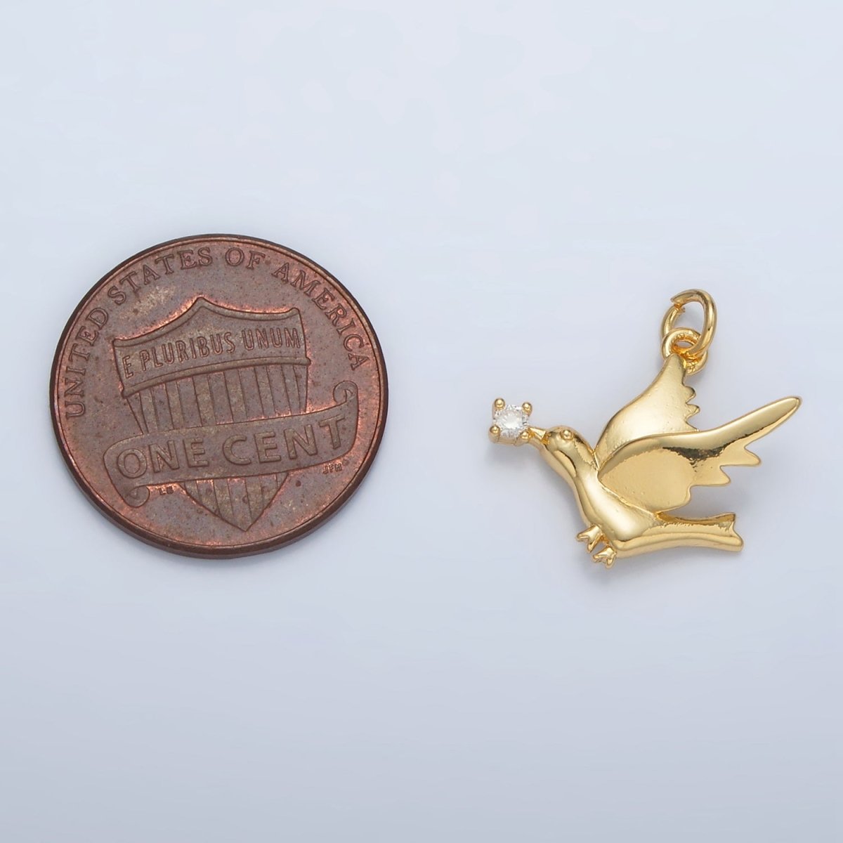 24K Gold Filled CZ Flying Dove Bird Mini Charm | AC110 - DLUXCA