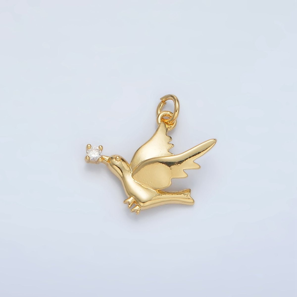 24K Gold Filled CZ Flying Dove Bird Mini Charm | AC110 - DLUXCA