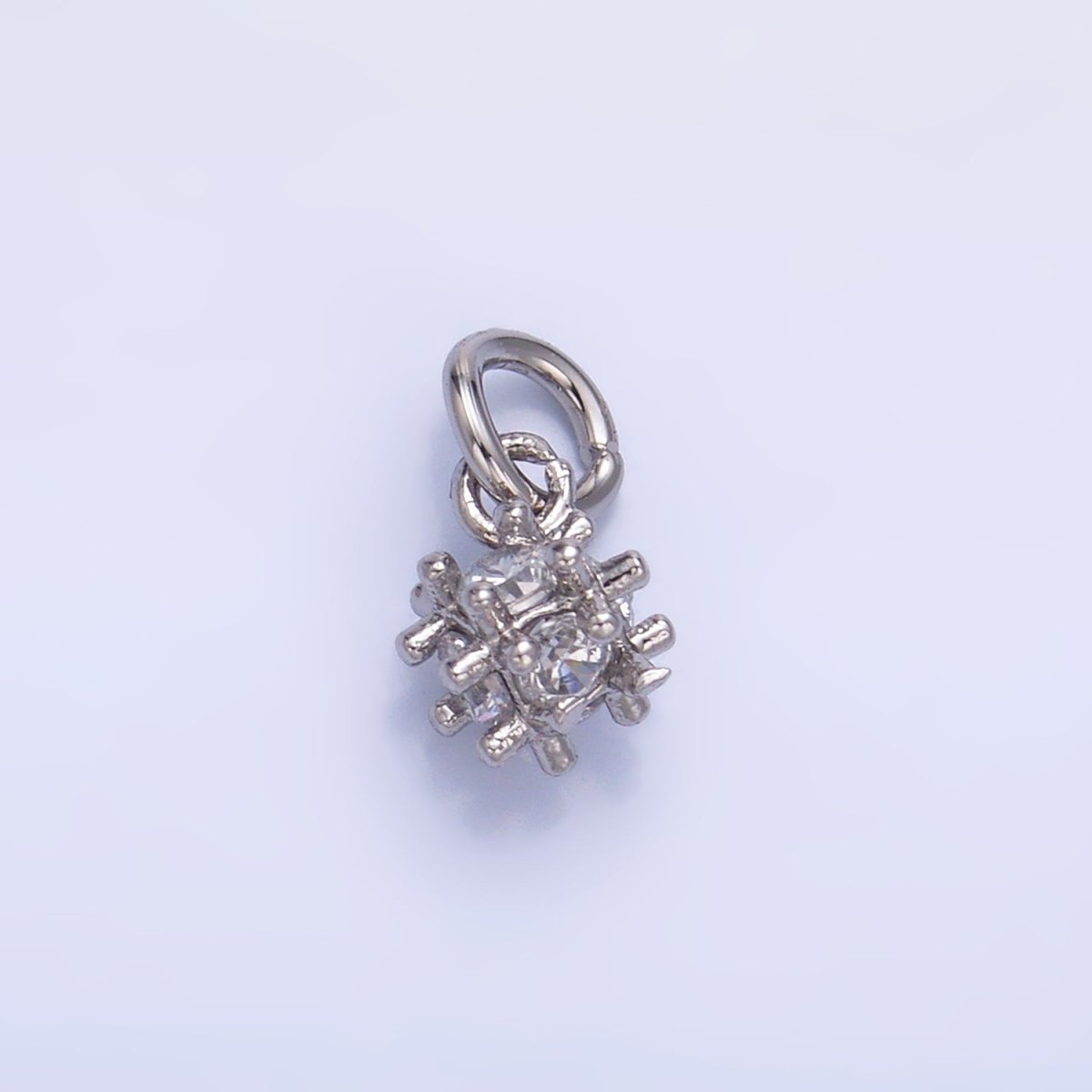 24K Gold Filled CZ Geometric Bar Square Mini Charm in Gold & Silver | W887