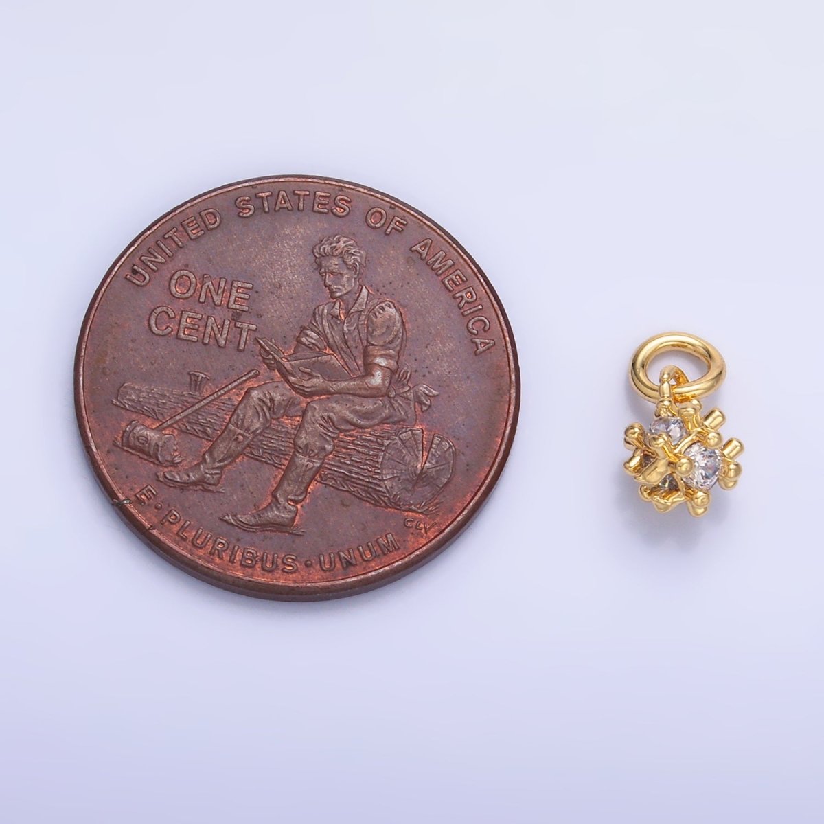 24K Gold Filled CZ Geometric Bar Square Mini Charm in Gold & Silver | W887