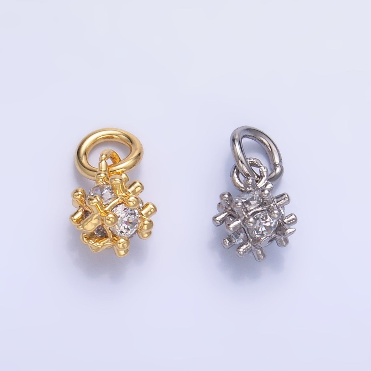 24K Gold Filled CZ Geometric Bar Square Mini Charm in Gold & Silver | W887