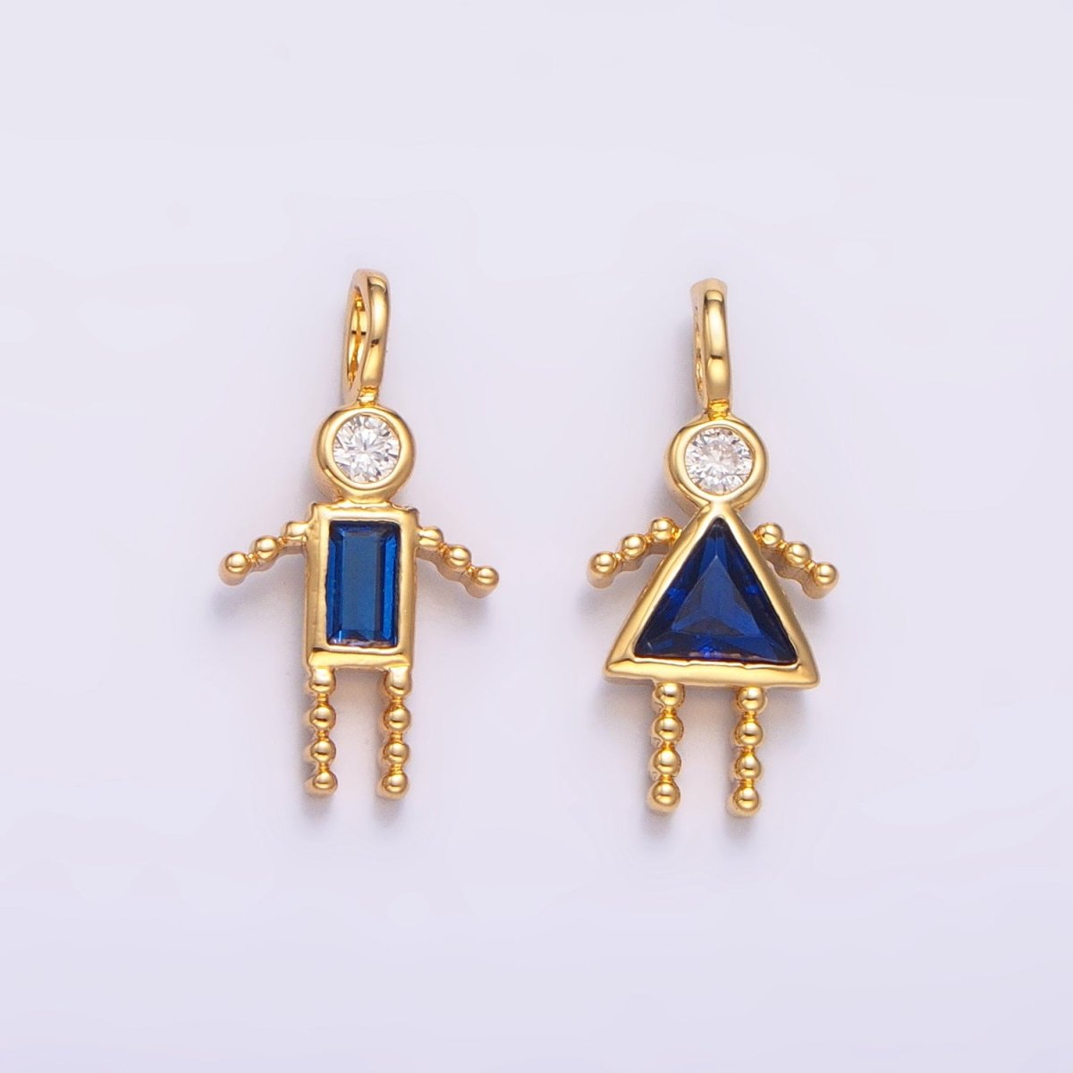 24K Gold Filled CZ Geometric Figure People Set Charm | W068 - W073