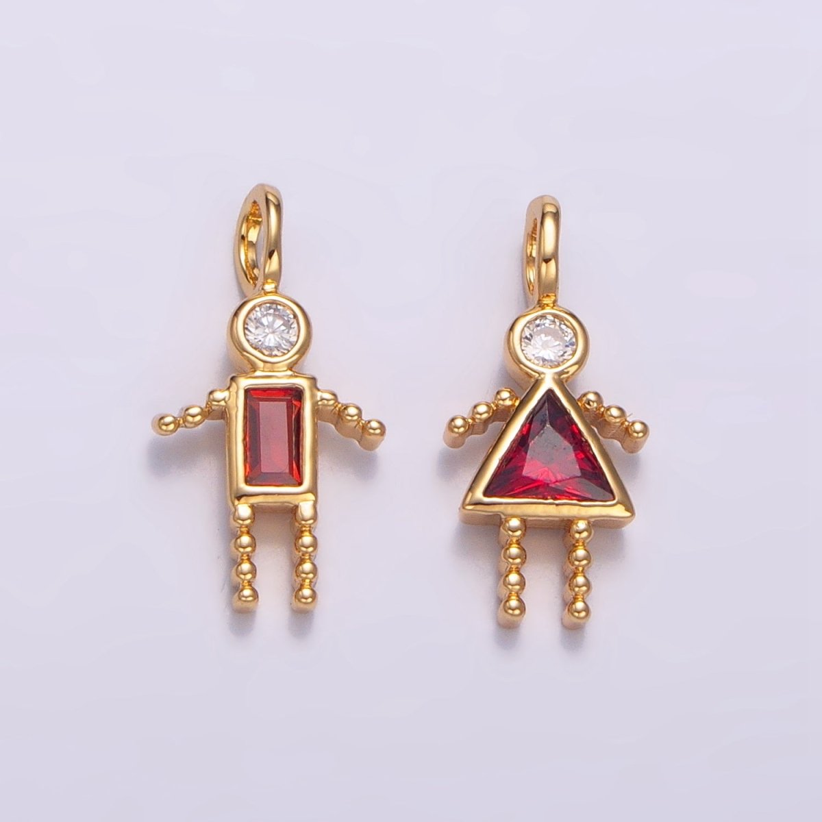 24K Gold Filled CZ Geometric Figure People Set Charm | W068 - W073
