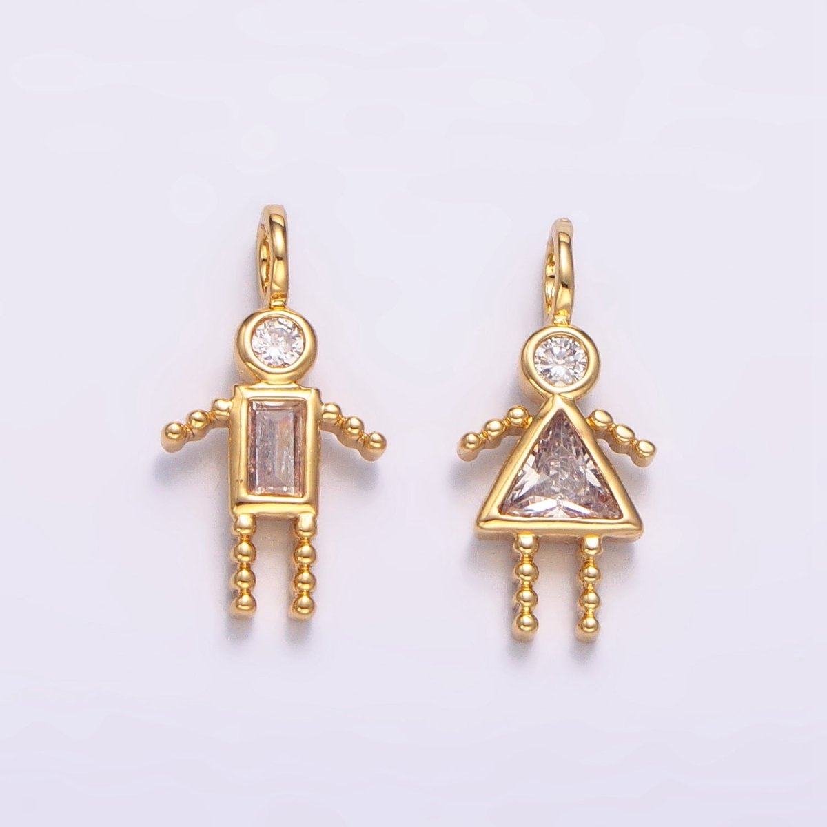 24K Gold Filled CZ Geometric Figure People Set Charm | W068 - W073