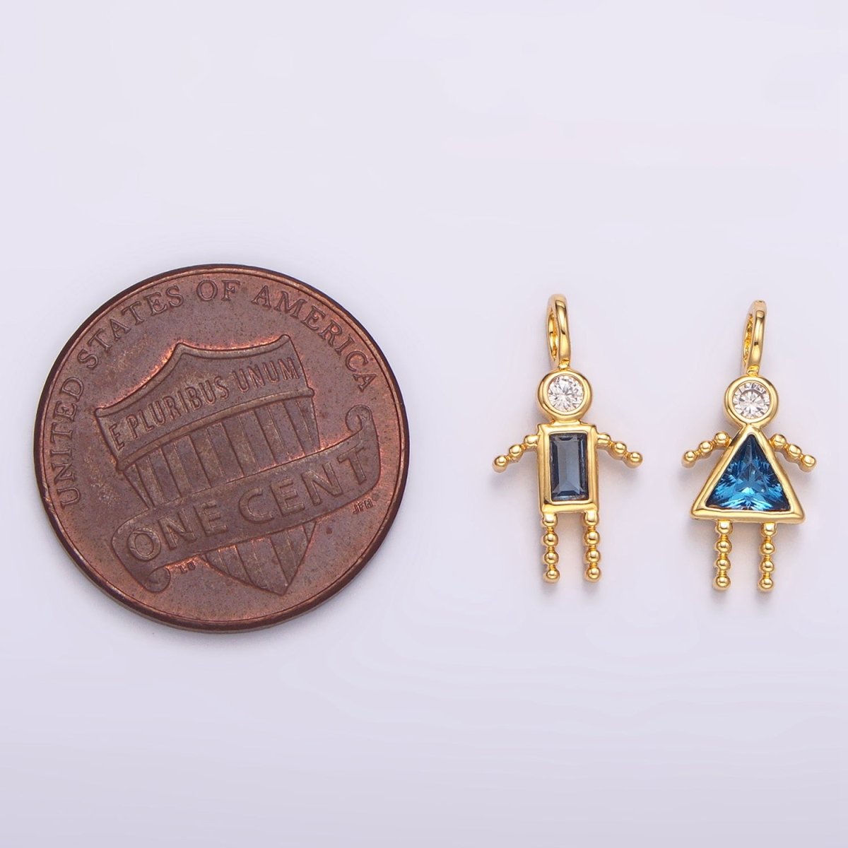 24K Gold Filled CZ Geometric Figure People Set Charm | W068 - W073