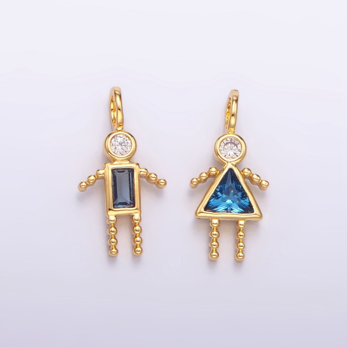 24K Gold Filled CZ Geometric Figure People Set Charm | W068 - W073