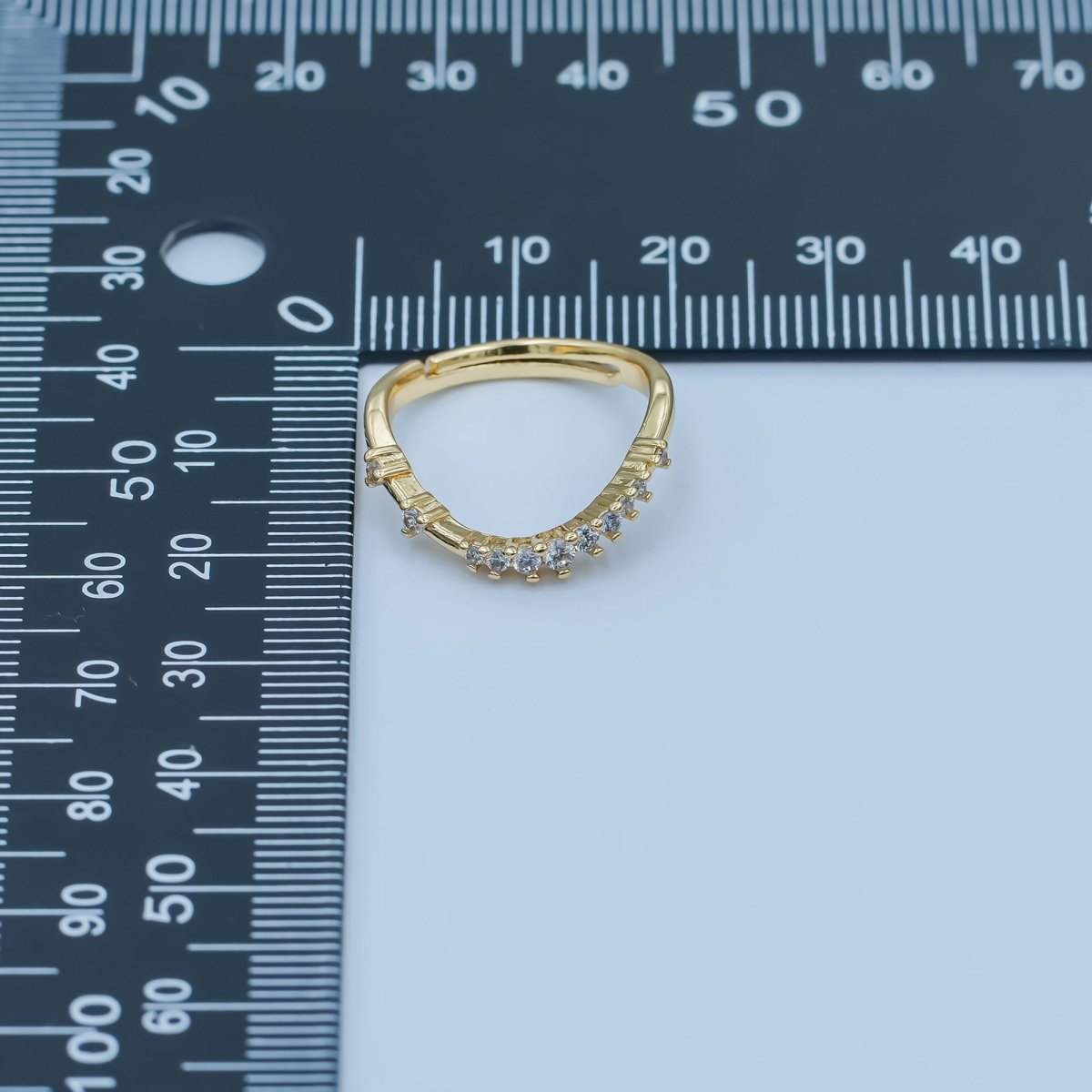 24K Gold Filled CZ Gradient Micro Paved Curved Ring | O991 - DLUXCA