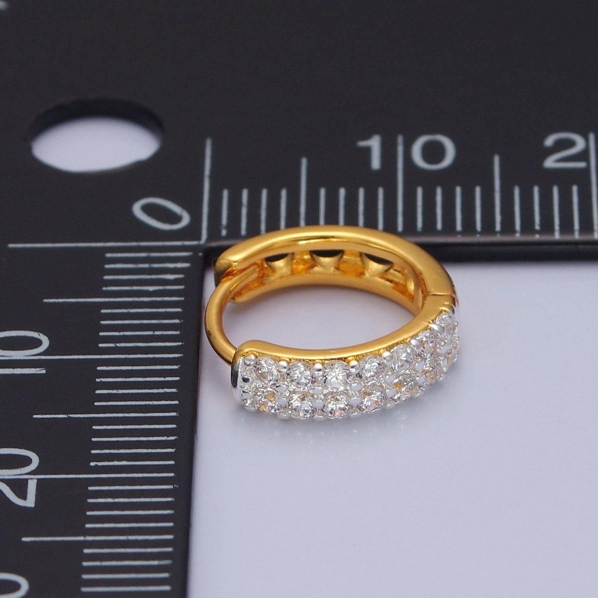 24K Gold Filled CZ Hoop Earrings Small Lever Back Huggie Hoop Earrings-Dainty CZ Earrings T-455 - DLUXCA