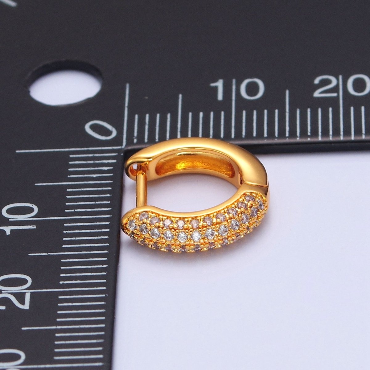 24K Gold Filled CZ Hoop Earrings Small Lever Back Huggie Hoop Earrings-Dainty CZ Earrings T-456 - DLUXCA
