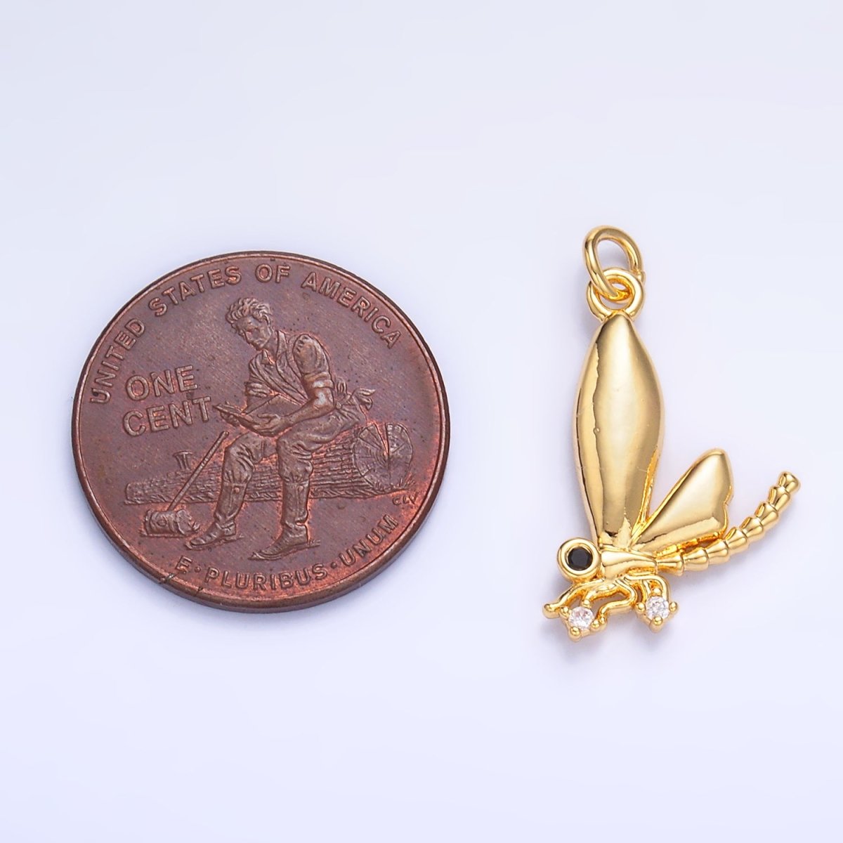 24K Gold Filled CZ Insect Wings Charm in Gold & Silver | W829