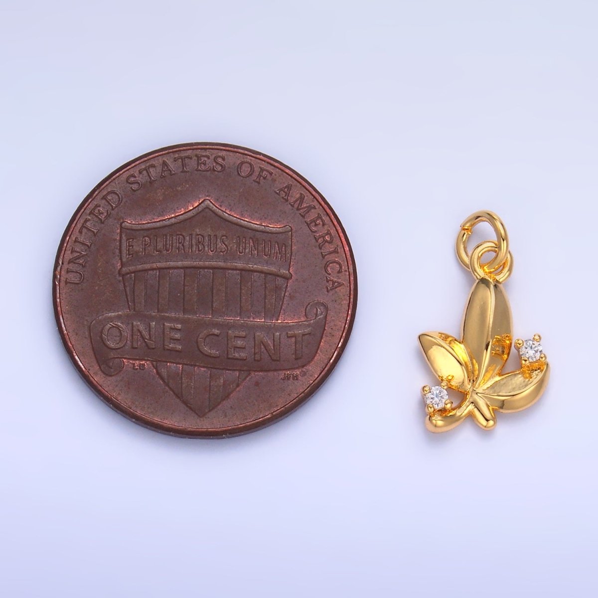 24K Gold Filled CZ Leaf Nature Charm in Gold & Silver | W359
