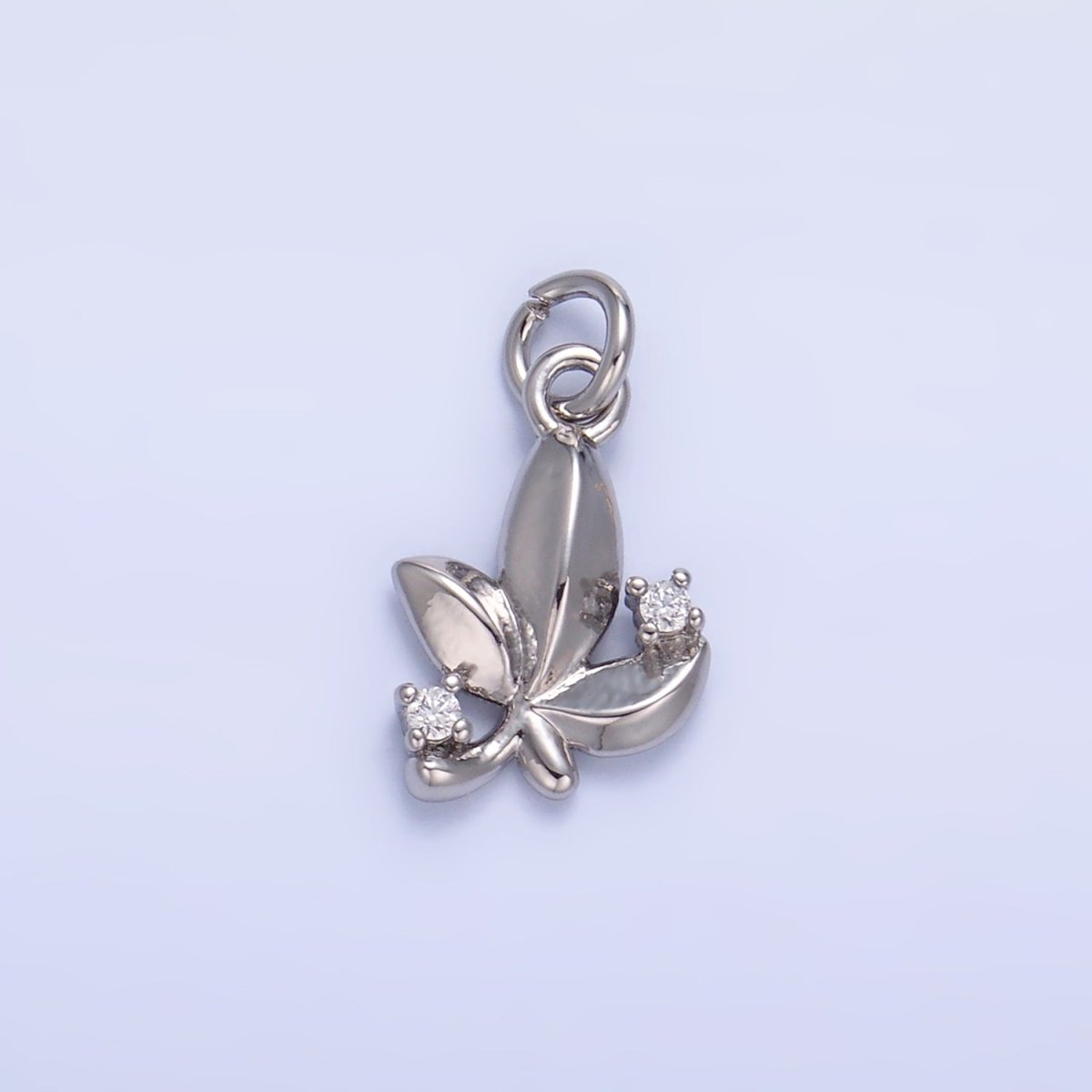24K Gold Filled CZ Leaf Nature Charm in Gold & Silver | W359
