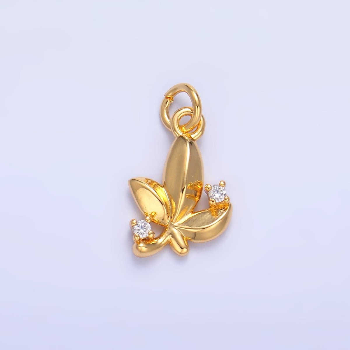 24K Gold Filled CZ Leaf Nature Charm in Gold & Silver | W359