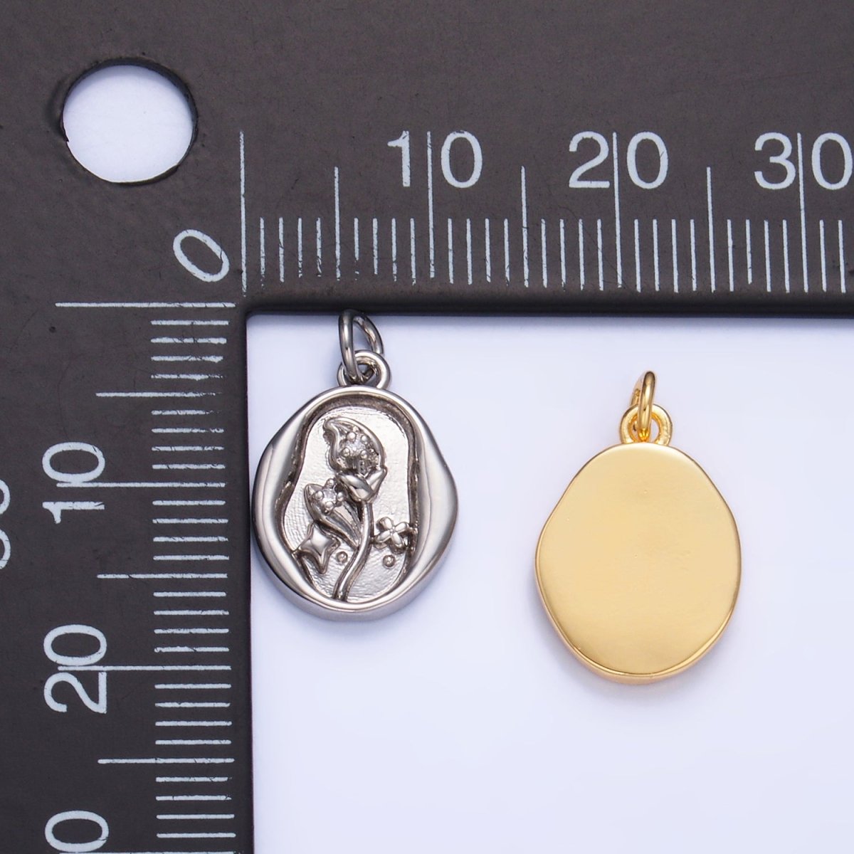 24K Gold Filled CZ Leaf Nature Stamped Charm in Gold & Silver | W384