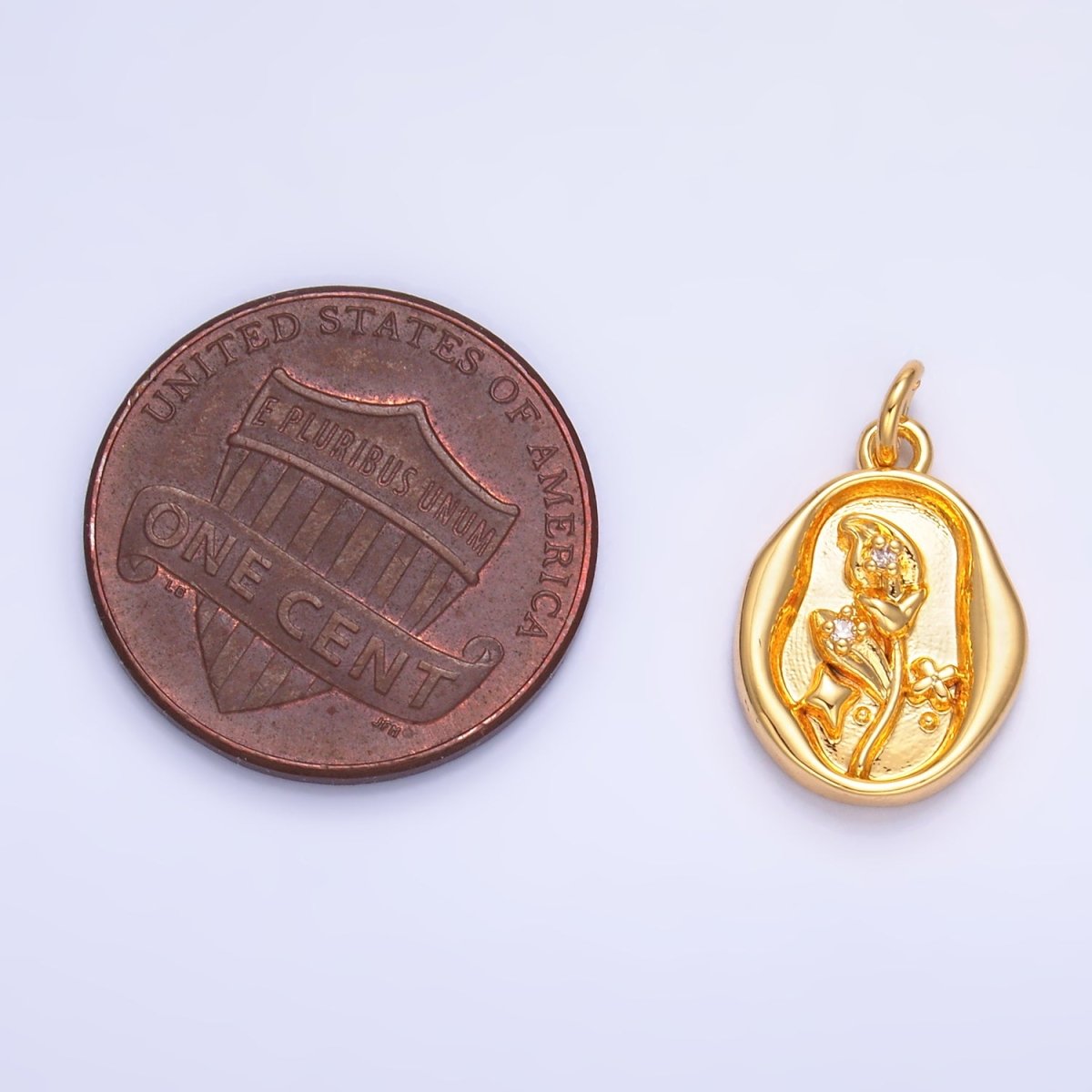 24K Gold Filled CZ Leaf Nature Stamped Charm in Gold & Silver | W384