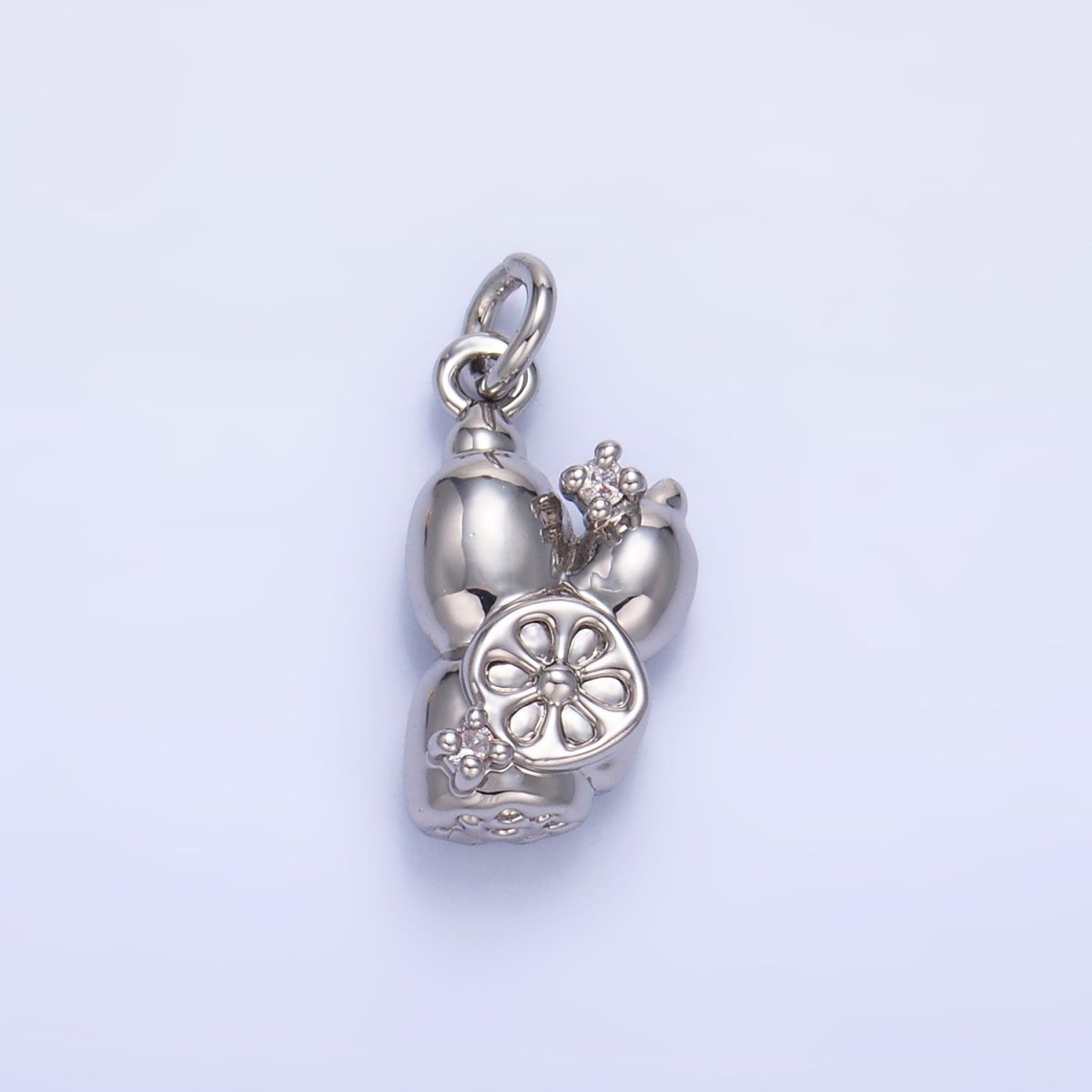 24K Gold Filled CZ Lotus Root Vegetable Charm in Gold & Silver | W360