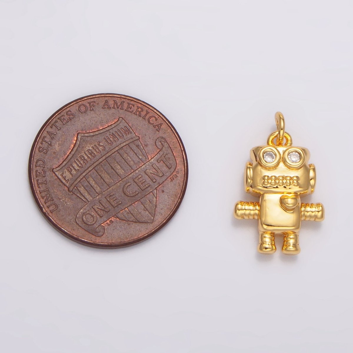 24K Gold Filled CZ Love Robot Multidimensional 3D Charm | W089