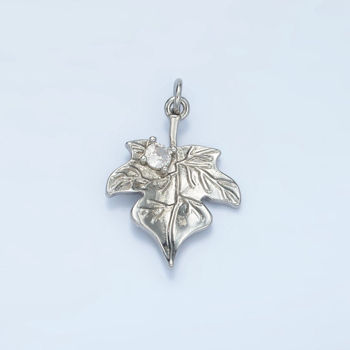 24K Gold Filled CZ Maple Leaf Nature Charm in Gold & Silver | E376