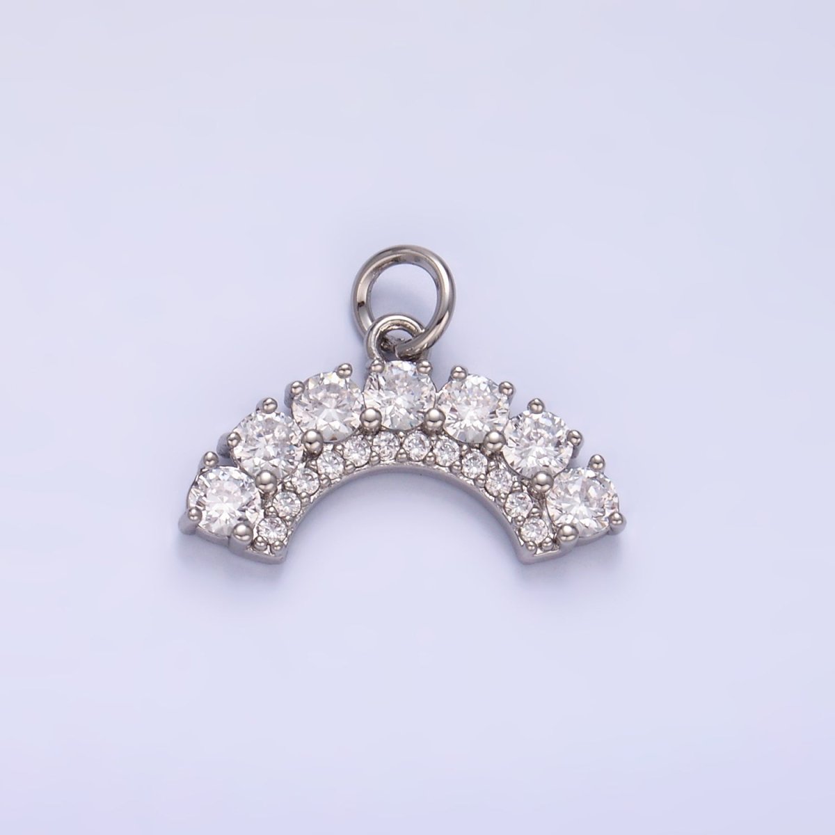 24K Gold Filled CZ Micro Paved Curved Geometric Charm in Gold & Silver | W419