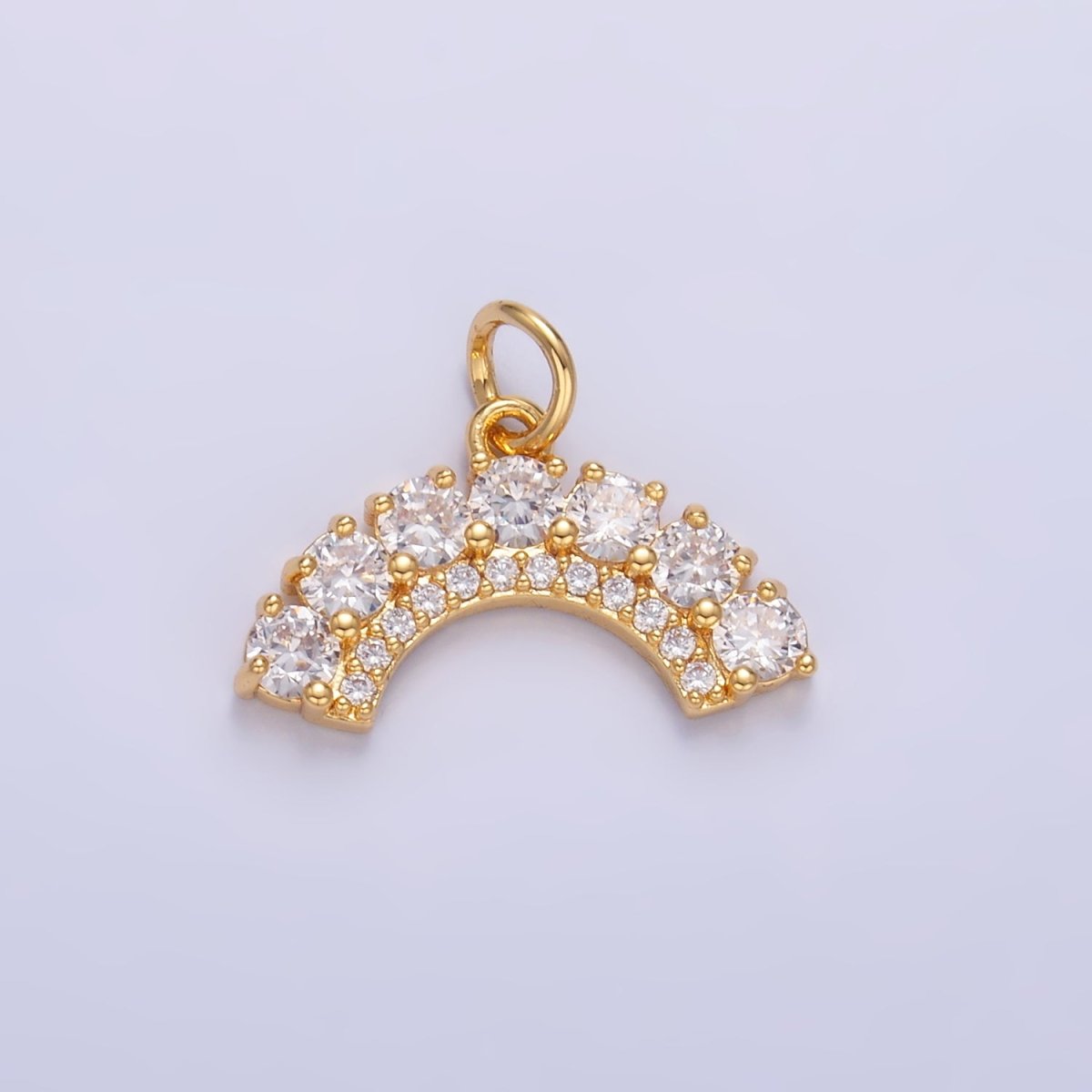 24K Gold Filled CZ Micro Paved Curved Geometric Charm in Gold & Silver | W419