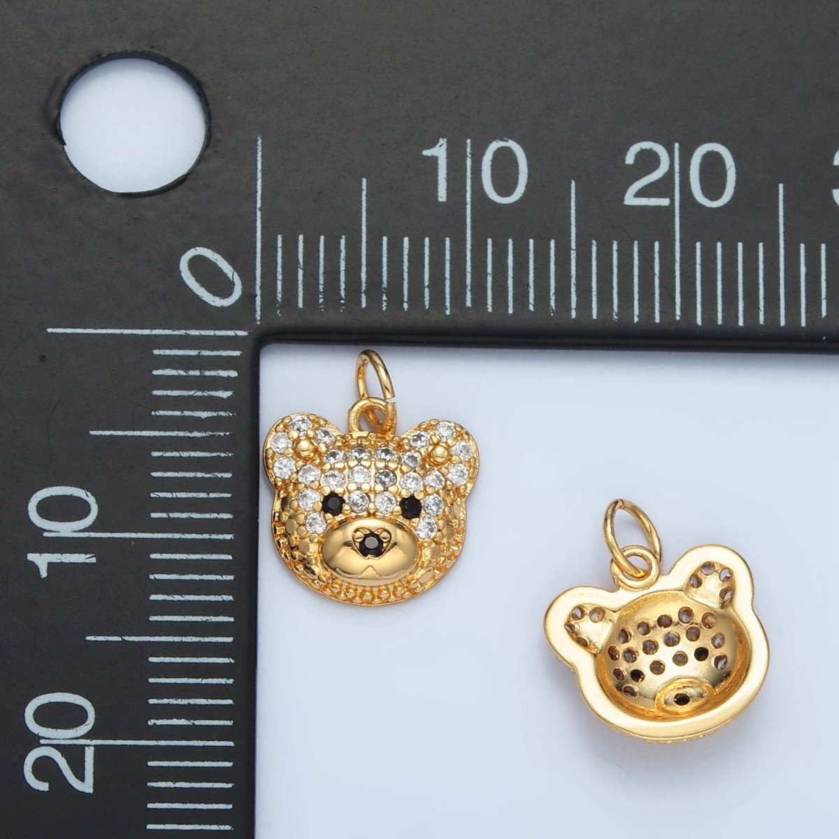 24k Gold Filled CZ Micro Paved Teddy Bear Charm | M - 015 - DLUXCA
