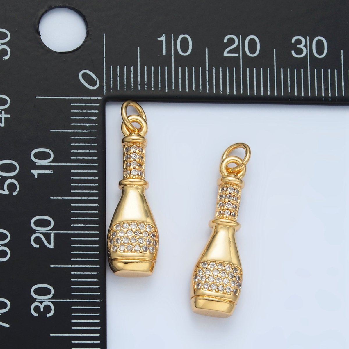 24k Gold Filled CZ Micro Paved Wine Bottle Charm | AG - 894 - DLUXCA