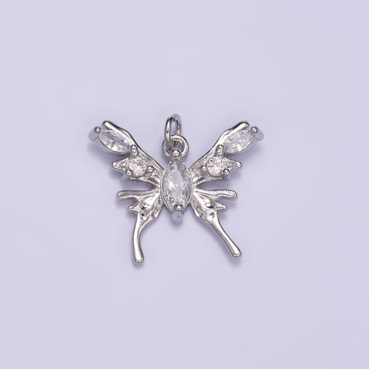 24K Gold Filled CZ Molten Drip Butterfly Insect Charm in Gold & Silver | AC170