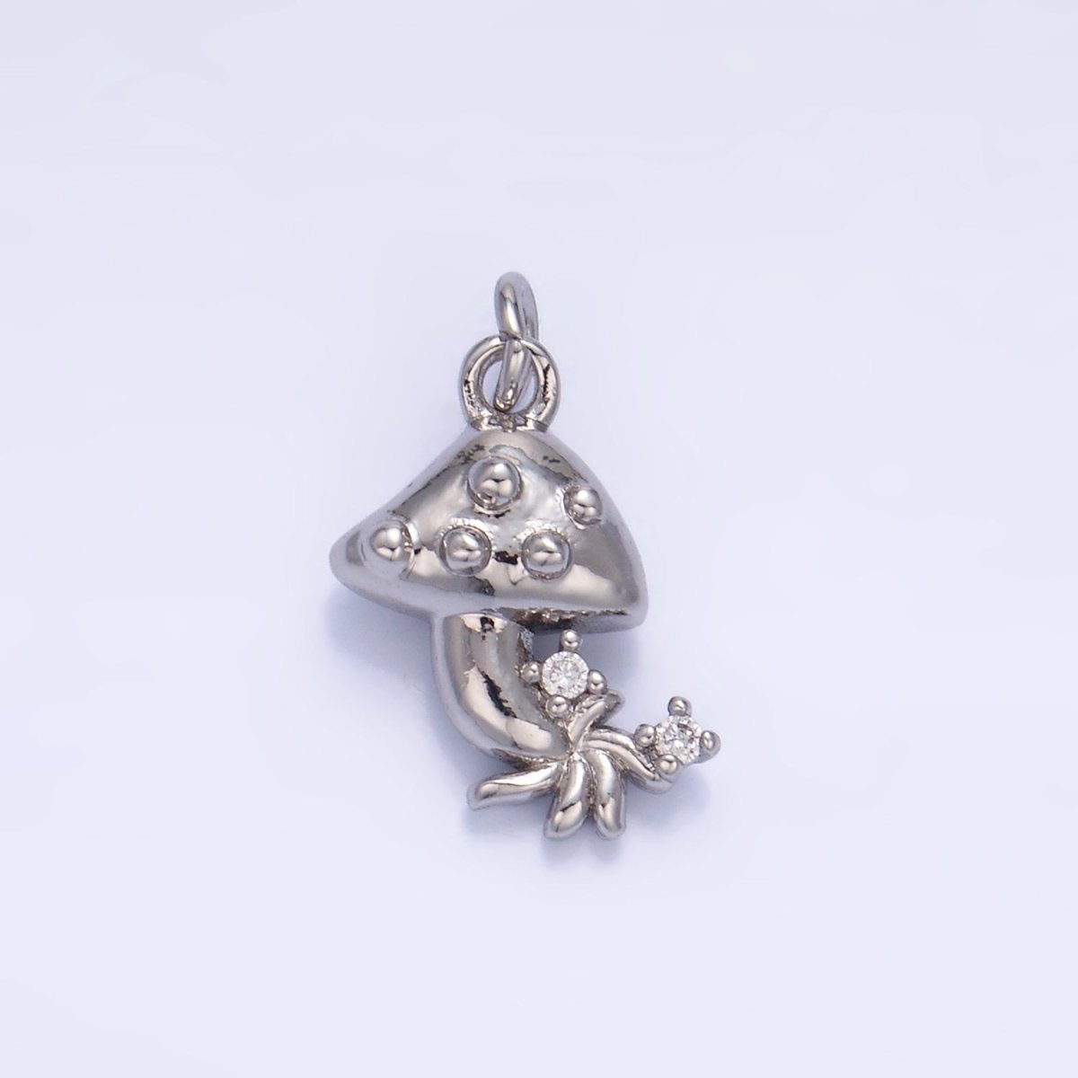 24K Gold Filled CZ Mushroom Charm in Gold & Silver | W355