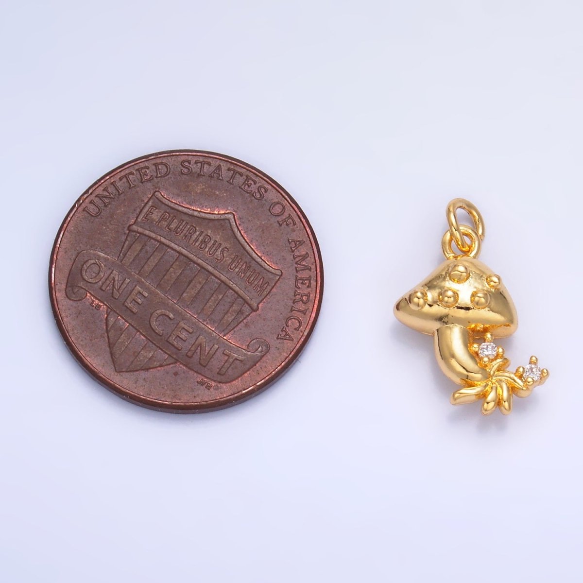 24K Gold Filled CZ Mushroom Charm in Gold & Silver | W355
