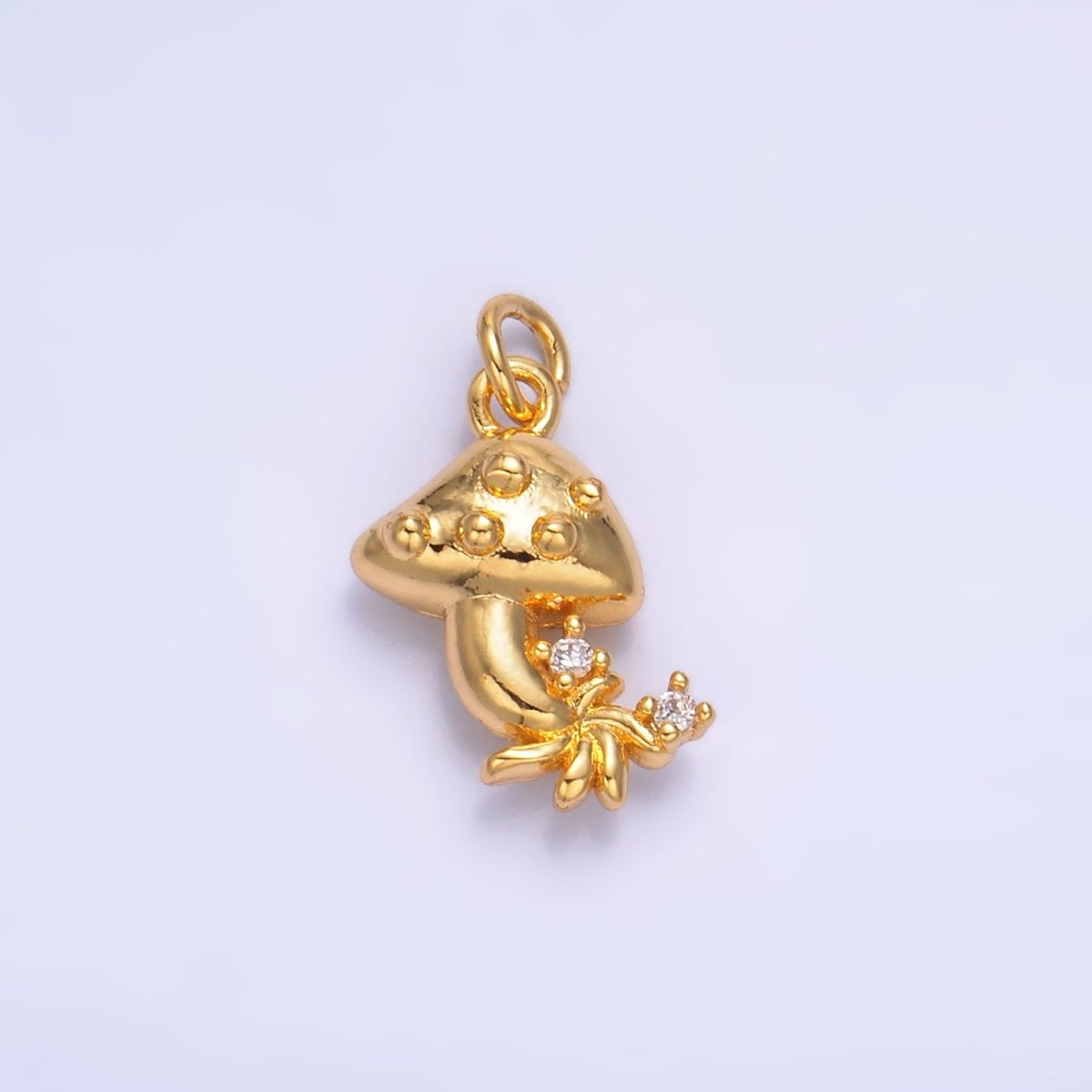 24K Gold Filled CZ Mushroom Charm in Gold & Silver | W355