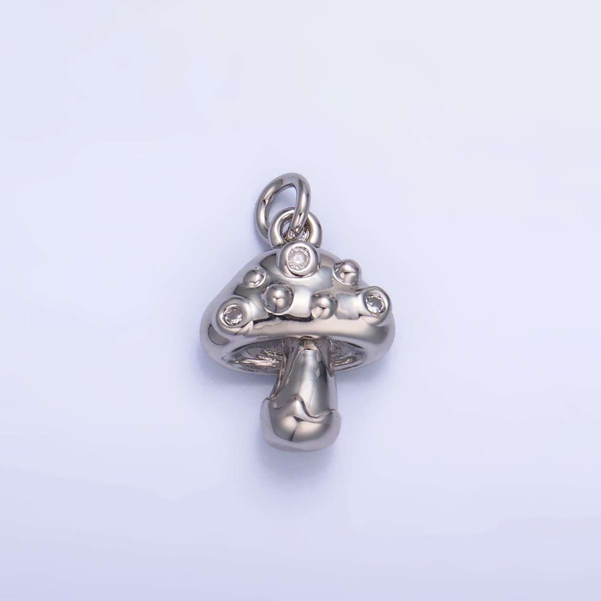 24K Gold Filled CZ Mushroom Plant Charm in Gold & Silver | W353